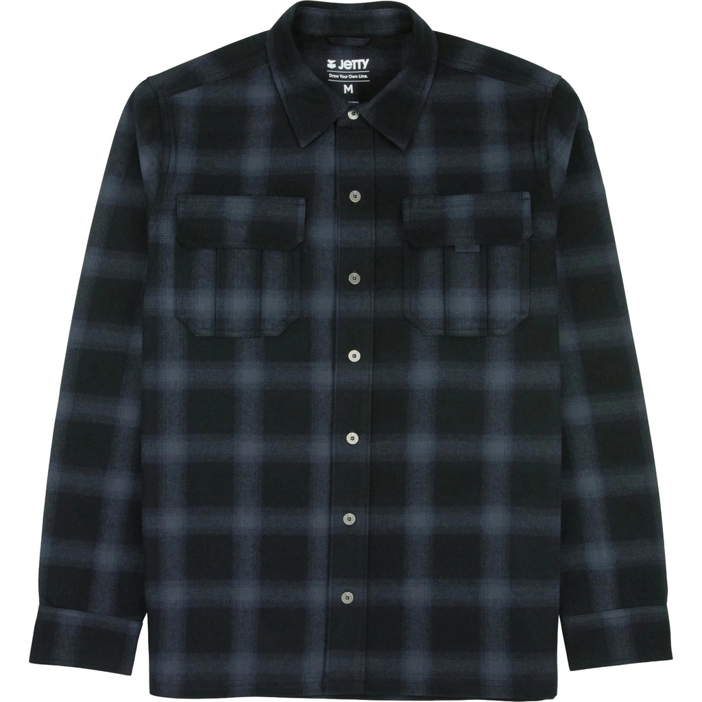 [000209534000000] Jetty Men's Arbor Button Down Flannel Shirt (Black/Blue, S)