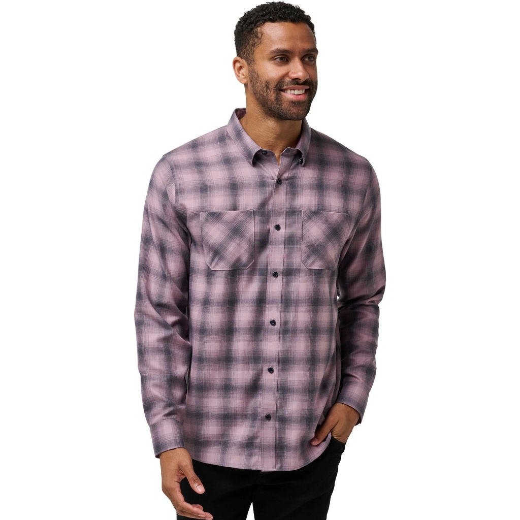 TravisMathew Men's Cloud Flannel Plaid Long Sleeve Button Up Shirt