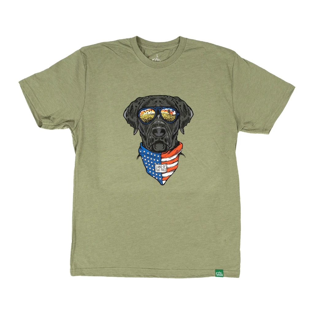 [000209925000000] Wild Tribute Men's Land Of The Free Black T Shirt (Olive, S)