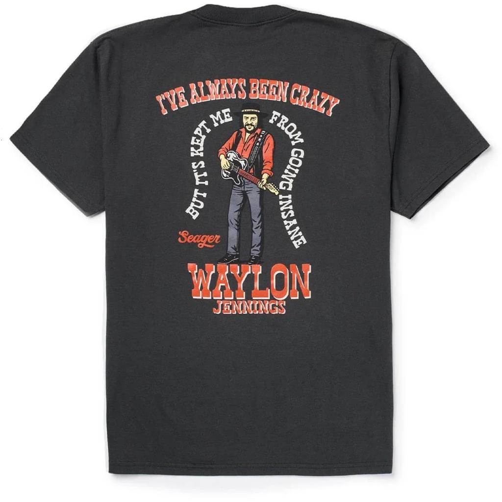 Seager Men's Waylon Jennings Always Been Crazy T-Shirt