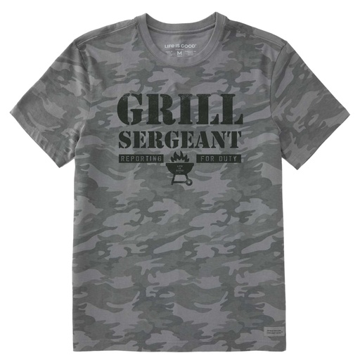 Life Is Good Men's Wordsmith Grill Sergeant Allover Printed Crusher T
