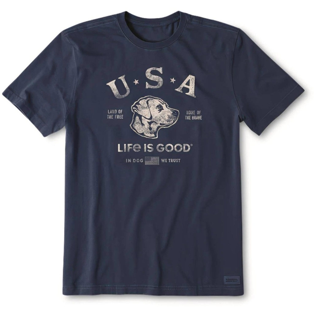 Life Is Good Men's Manifesto Land of the Free Dog T Shirt