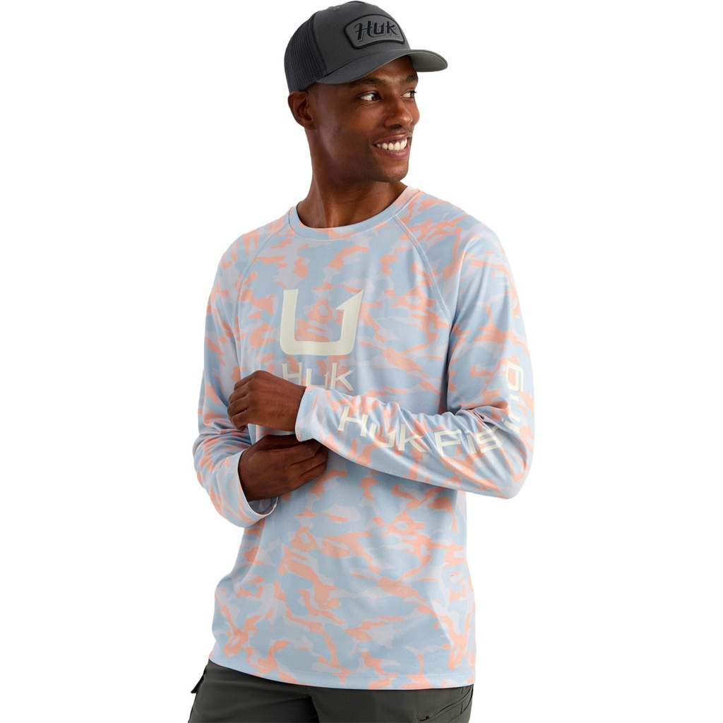 Huk Men's Icon Printed Performance Long Sleeve Crew Shirt