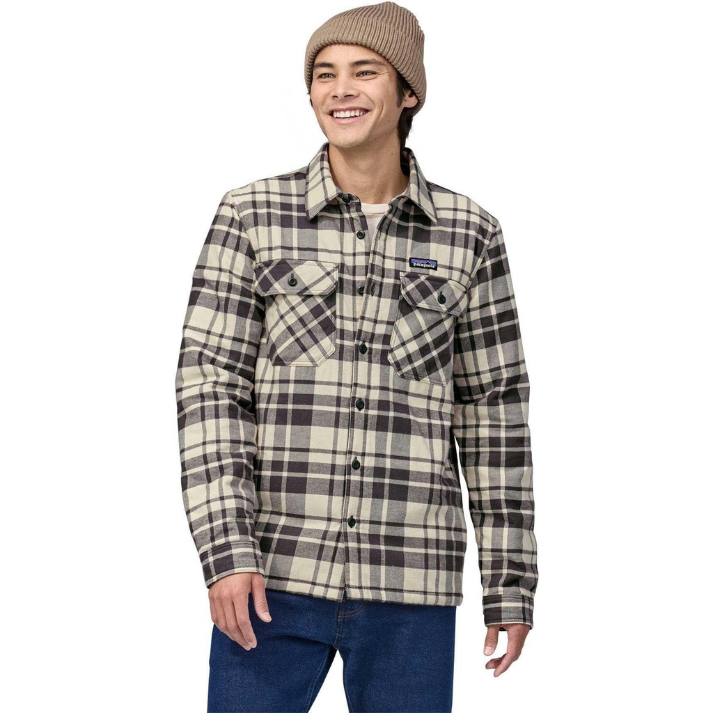 [000213041000000] Patagonia Men's Insulated Organic Cotton Midweight Fjord Flannel Shirt (Ice Caps/Smolder Blue, S)
