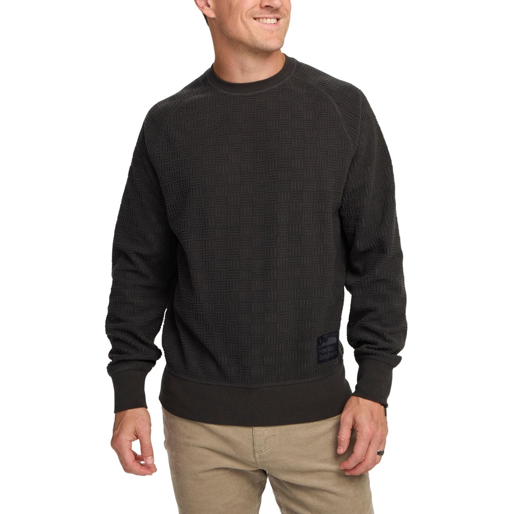 [000213159000000] Howler Brothers Men's Eleos Fleece Crewneck (Grids/Antique Black, S)
