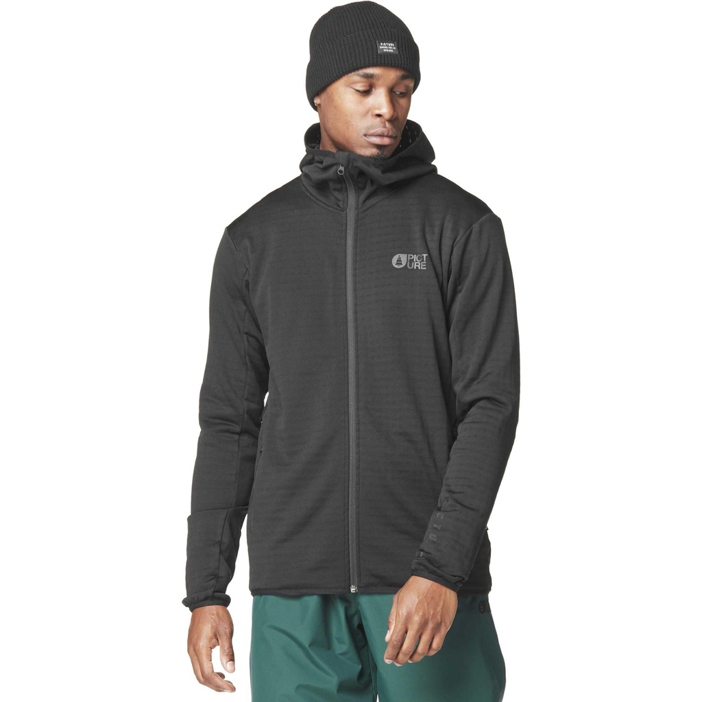 [000213288000000] Picture Organic Clothing Men's Bake Grid Full Zip Fleece Jacket (Black, S)