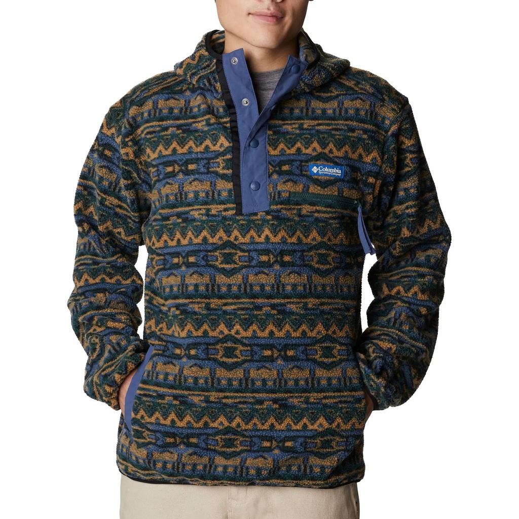 [000213392000000] Columbia Men's Helvetia Hoodie (Spruce 80s Stripe Print/Dark Mountain/Spruce, S)