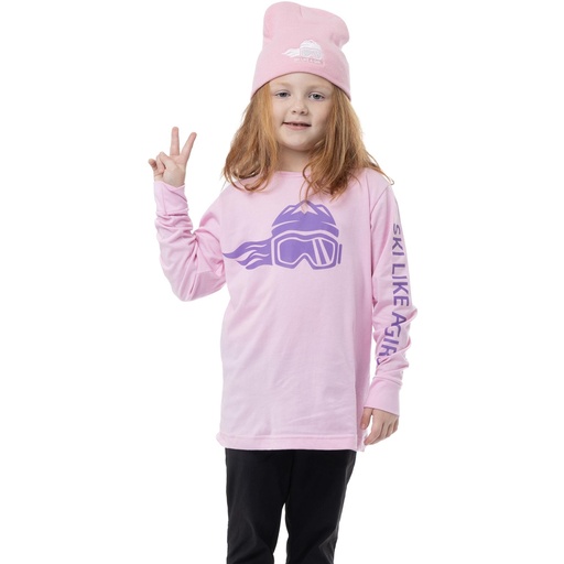 Ski Like A Girl Girls' Pink Purple Logo Long Sleeve T-Shirt