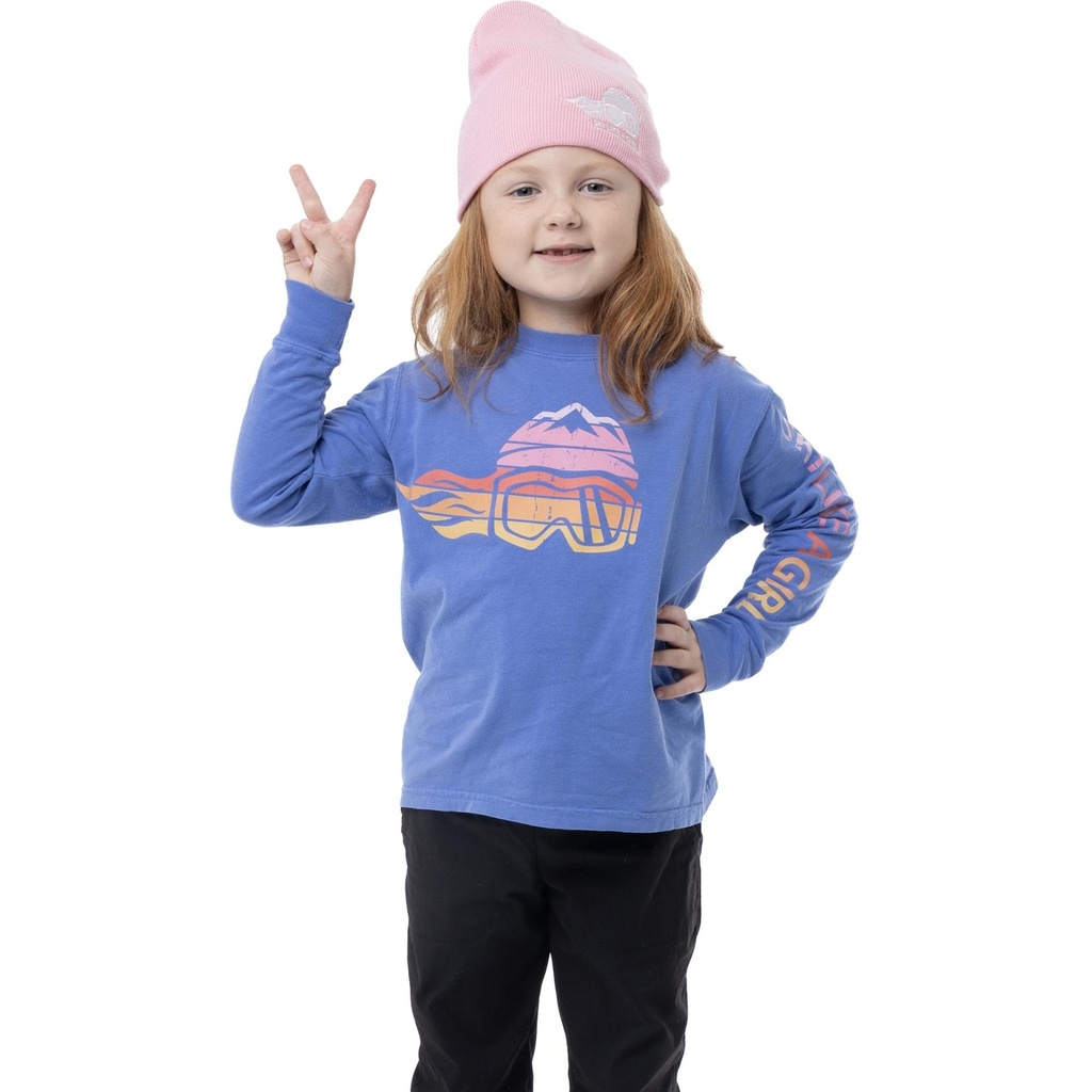 Ski Like A Girl Girls' Blue Retro Sunset Long Sleeve T-Shirt