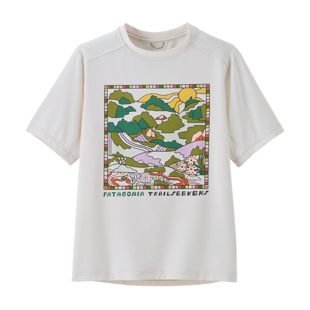 [000213977000000] Patagonia Girls' Capilene Silkweight T Shirt (Trailseekers/White, XS)