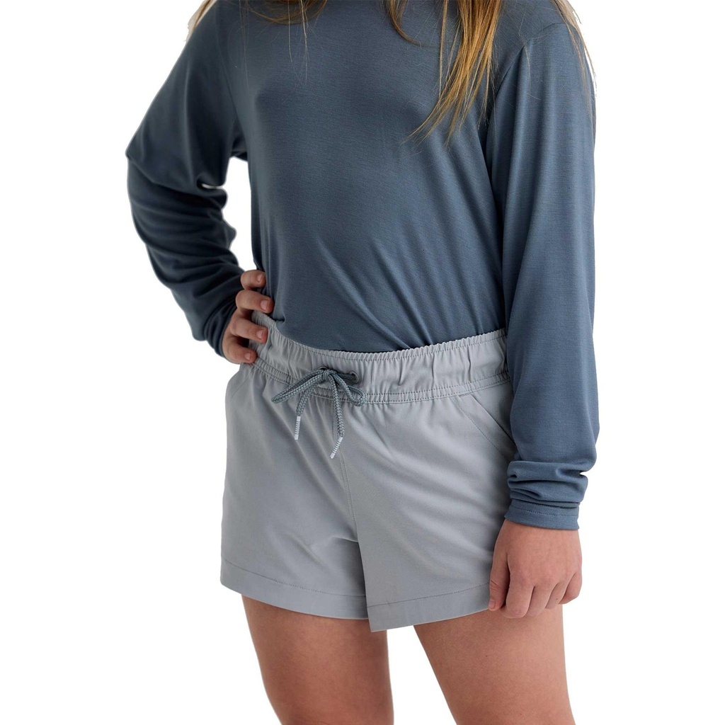 [000214048000000] Free Fly Girls' Pull-On Breeze Shorts (Aspen Grey, S)