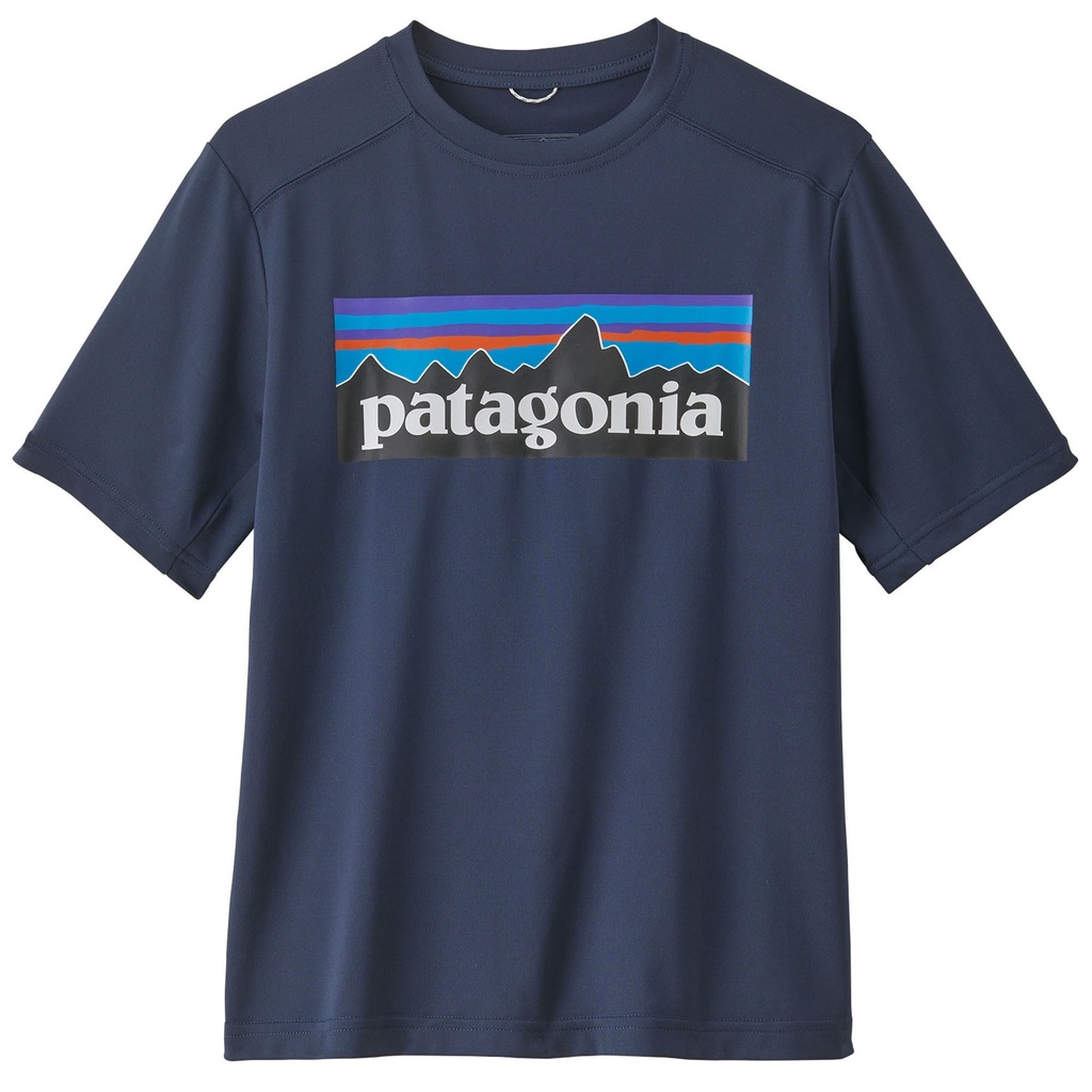 [000214331000000] Patagonia Kids' Capilene Silkweight T Shirt (P-6 Logo/New Navy, XS)