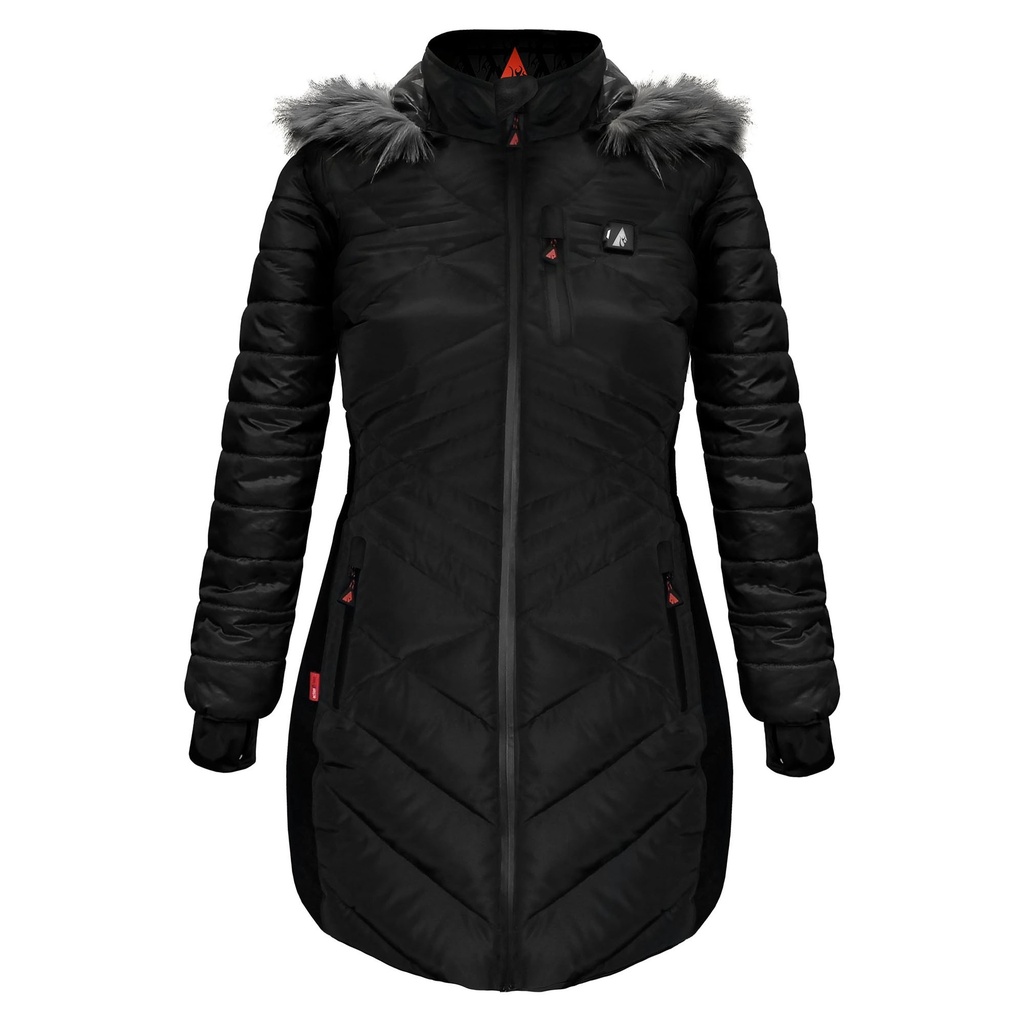 ActionHeat Women's 5V Heated Long Puffer Hooded Jacket