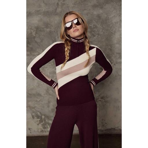 Alp-N-Rock Women's Tanya 1/2 Zip Stripe Ski Sweater