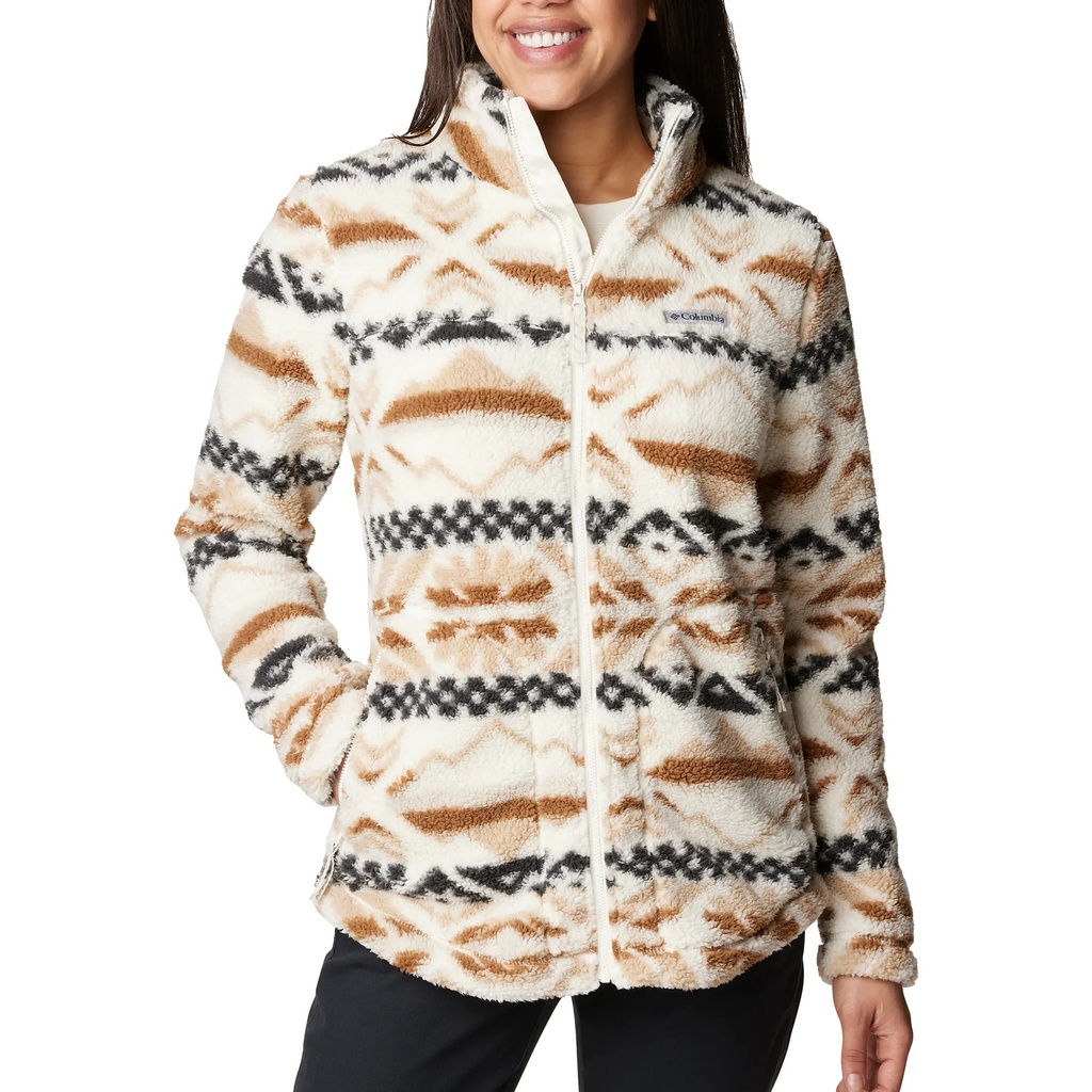 [000215503000000] Columbia Women's West Bend Full Zipper Fleece Jacket - Plus (Chalk Checkered Peaks, 1X)