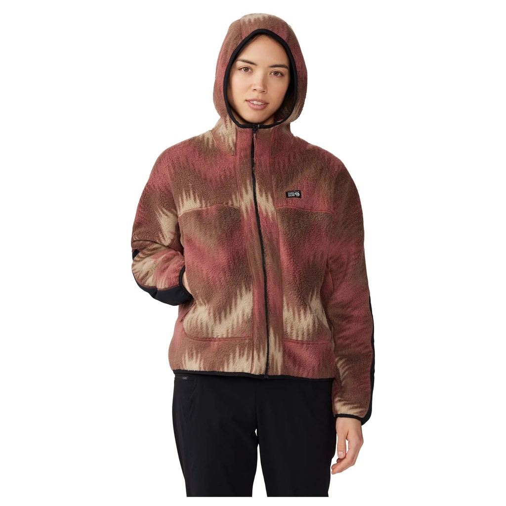 [000215555000000] Mountain Hardwear Women's HiCamp Fleece Full Zip Hoodie FLEECE TOPS (Clay Earth Zig Zag, S)