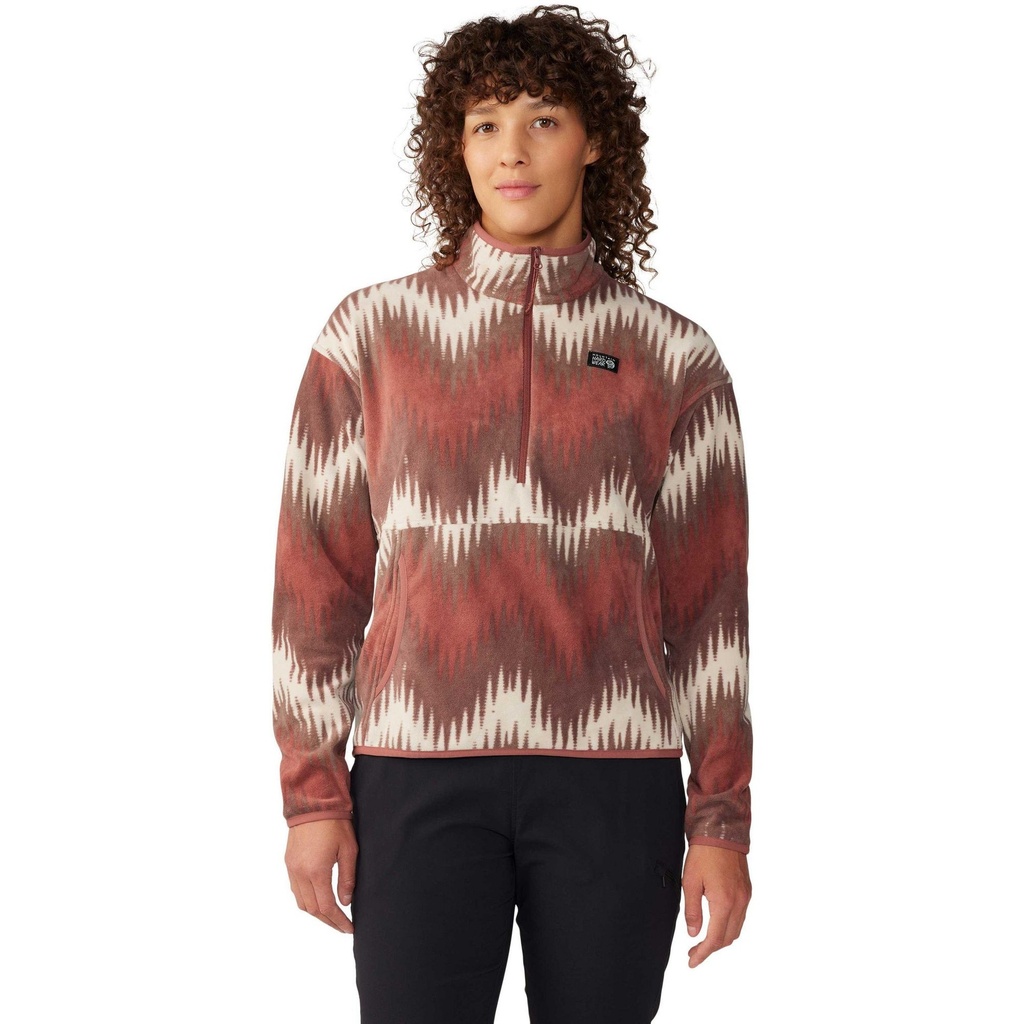 [000215558000000] Mountain Hardwear Women's Microchill Half Zip Pullover (Clay Earth Zig Zag, S)