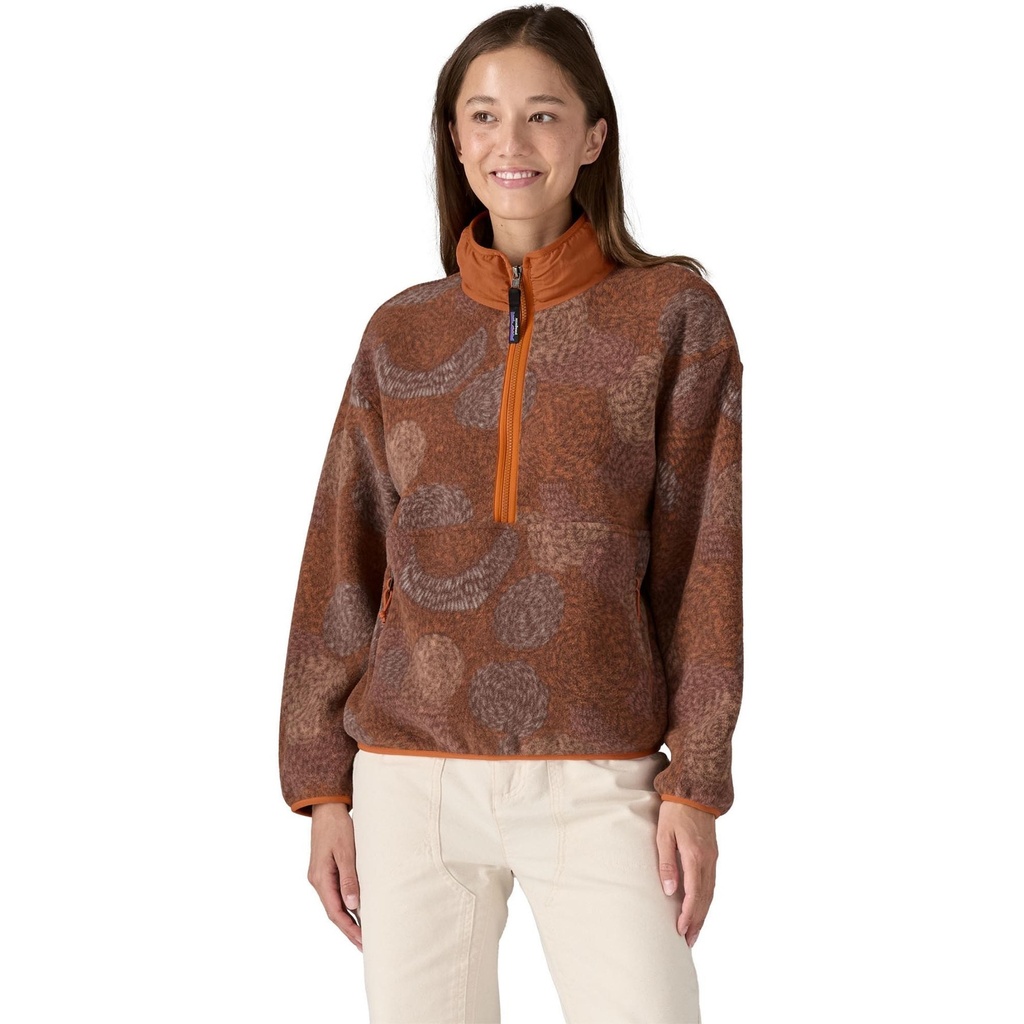 [000215793000007] Patagonia Women's Synchilla Fleece Marsupial Pullover (Solar Swirl/Redtail Rust, S)