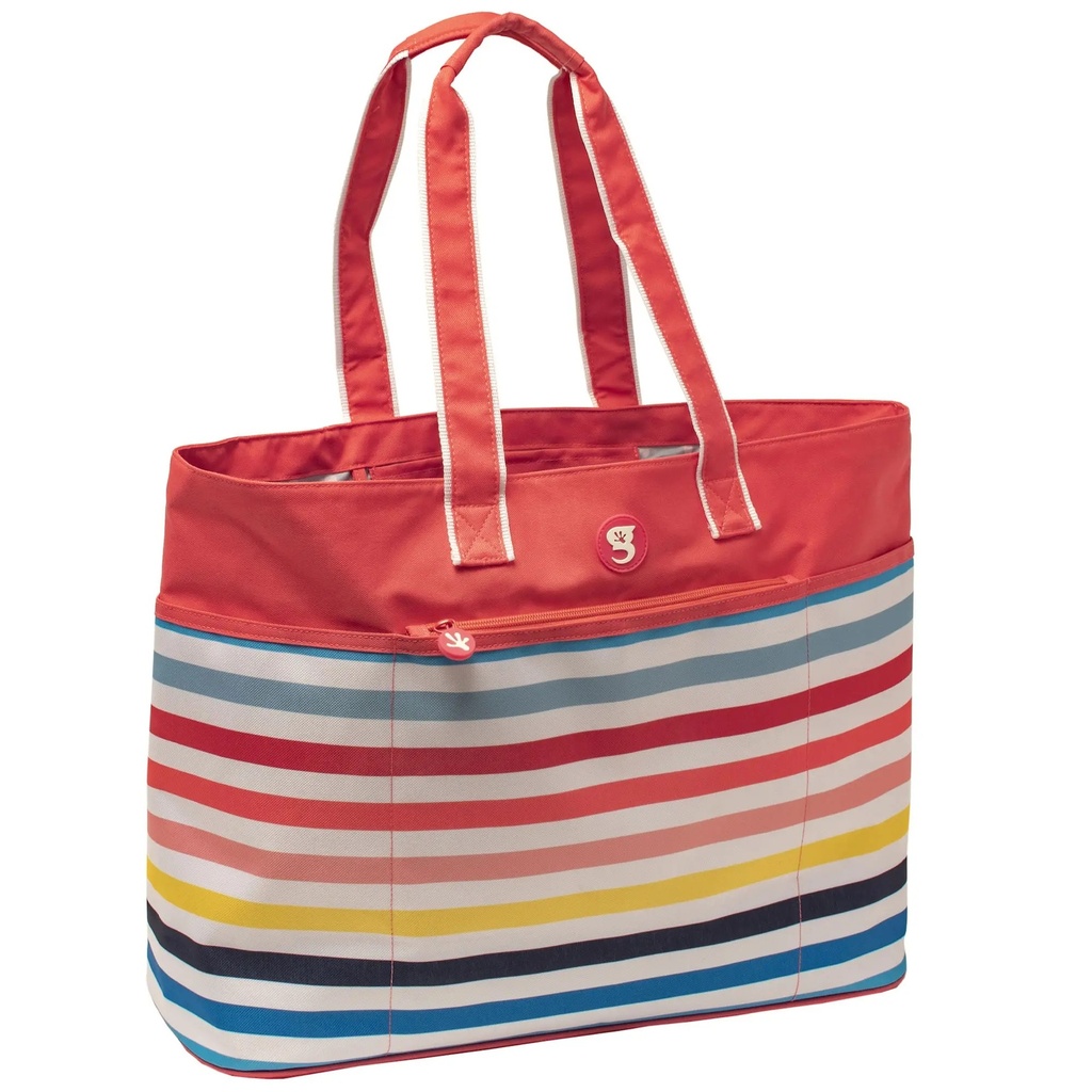 [000217380000000] Geckobrands Oversized Beach Tote (Sunset Stripe)