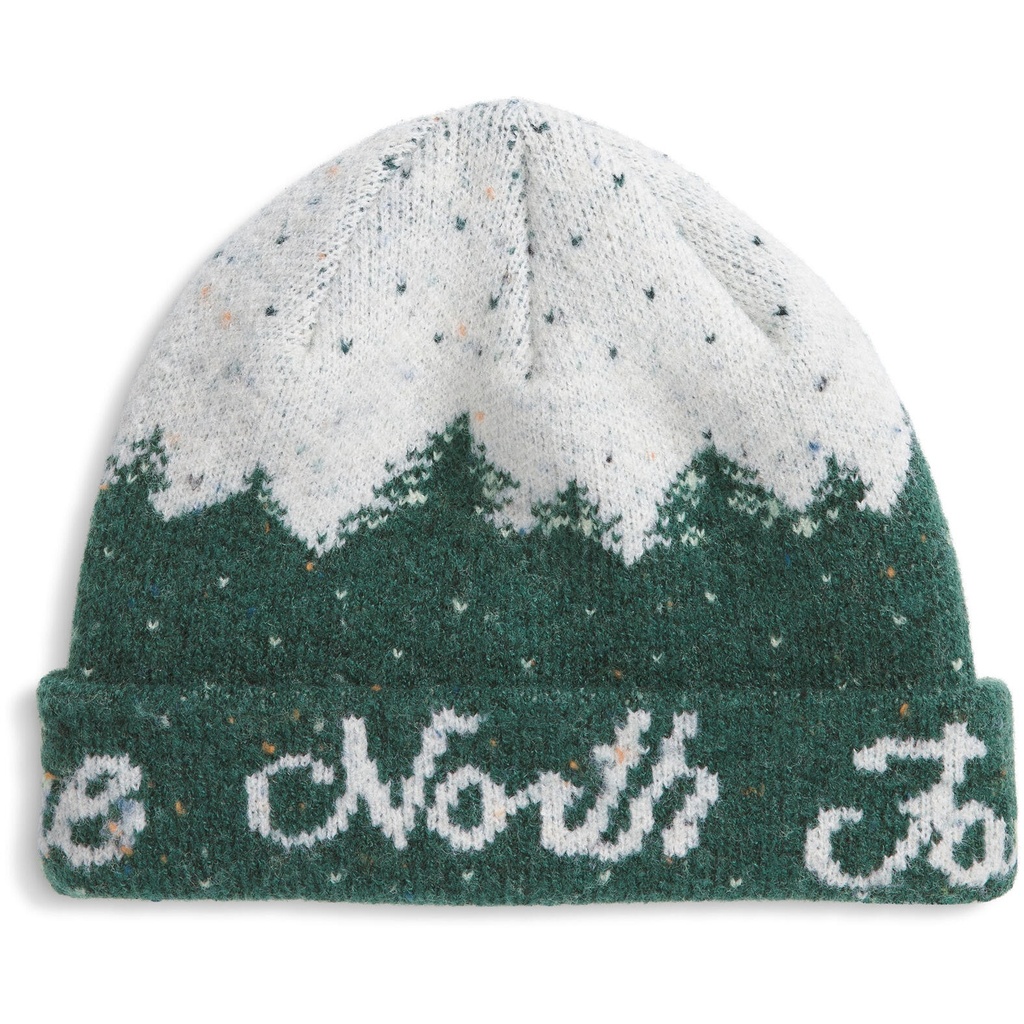 [000226845000000] The North Face Cabin Mountainscape Beanie (Hunter Green/White Dune)